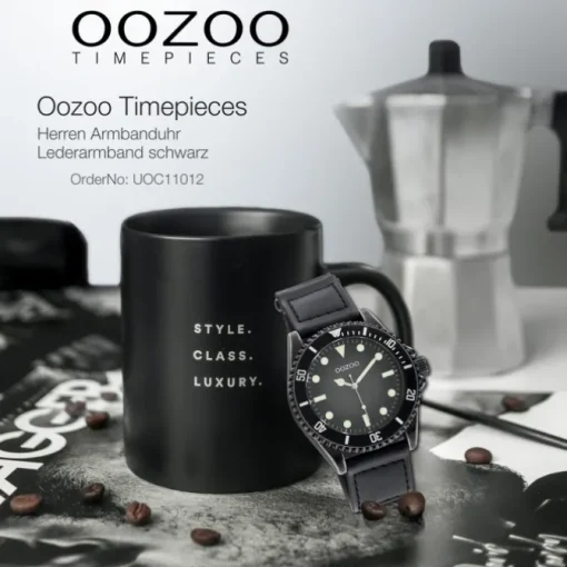 Oozoo Herren Armbanduhr Timepieces C11012 Analog Leder schwarz UOC11012