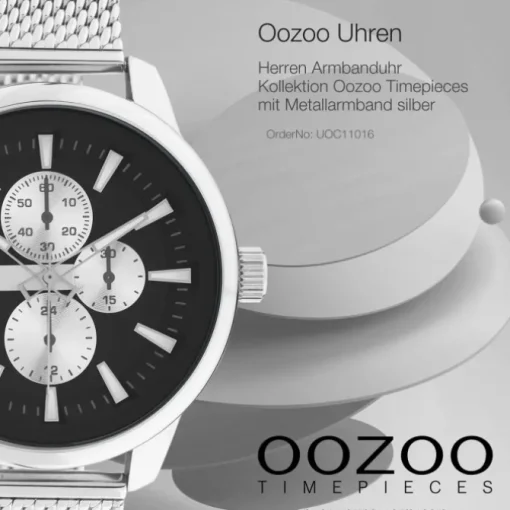 Oozoo Herren Armbanduhr Timepieces C11016 Analog Metall Mesh silber UOC11016