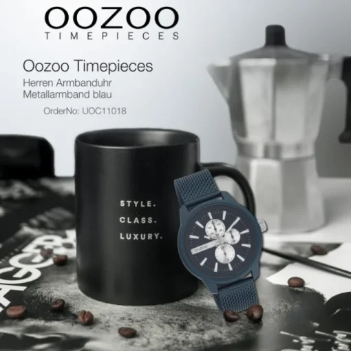 Oozoo Herren Armbanduhr Timepieces C11018 Analog Metall Mesh blau UOC11018