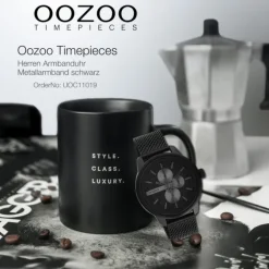 Oozoo Herren Armbanduhr Timepieces C11019 Analog Metall Mesh schwarz UOC11019