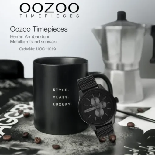 Oozoo Herren Armbanduhr Timepieces C11019 Analog Metall Mesh schwarz UOC11019