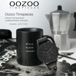 Oozoo Herren Armbanduhr Timepieces Analog Leder schwarz UOC11203