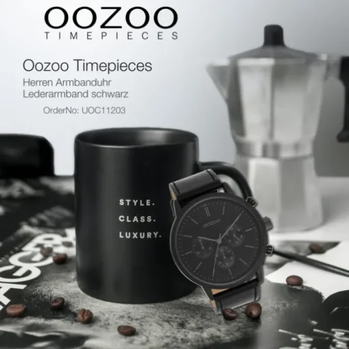 Oozoo Herren Armbanduhr Timepieces Analog Leder schwarz UOC11203