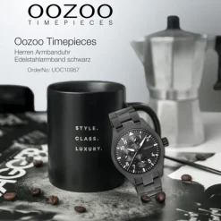 Oozoo Herren Armbanduhr Timepieces C10957 Analog Edelstahl schwarz UOC10957