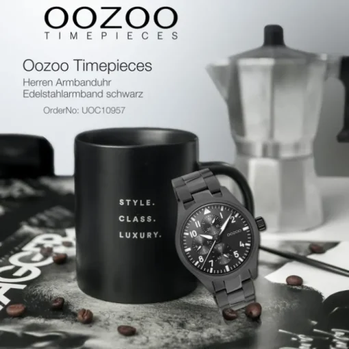 Oozoo Herren Armbanduhr Timepieces C10957 Analog Edelstahl schwarz UOC10957