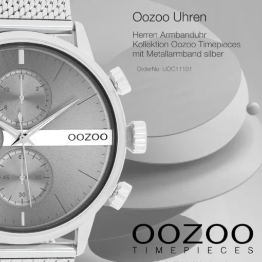 Oozoo Herren Armbanduhr Timepieces Analog Metall Mesh silber UOC11101