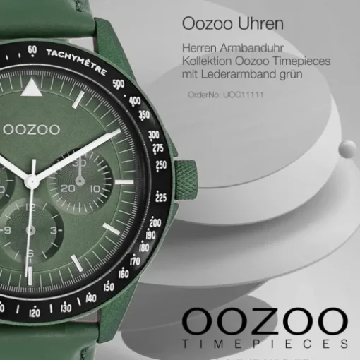 Oozoo Herren Armbanduhr Timepieces Analog Leder grün UOC11111