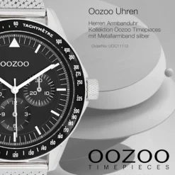 Oozoo Herren Armbanduhr Timepieces Analog Metall Mesh silber UOC11113