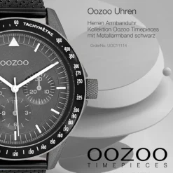 Oozoo Herren Armbanduhr Timepieces Analog Metall Mesh schwarz UOC11114