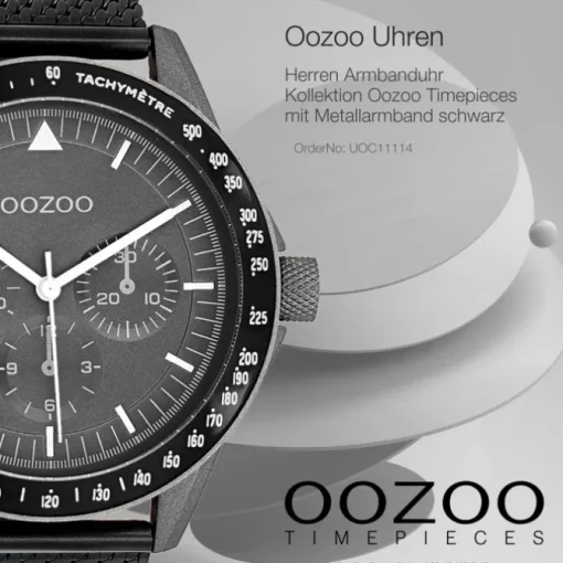 Oozoo Herren Armbanduhr Timepieces Analog Metall Mesh schwarz UOC11114