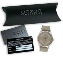 Oozoo Herren Armbanduhr Timepieces Analog Leder hellgrau UOC10026