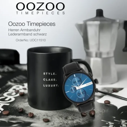 Oozoo Herren Armbanduhr Timepieces Analog Lederband schwarz UOC11510