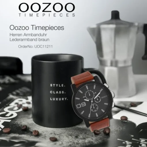 Oozoo Herren Armbanduhr Timepieces Analog Leder braun UOC11211