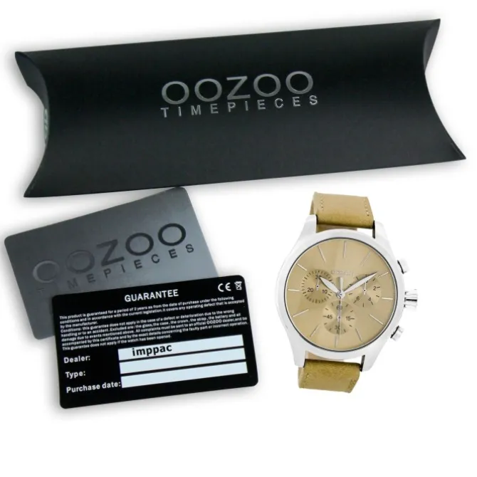 Oozoo Herren Armbanduhr Timepieces Analog Leder beige UOC7061A