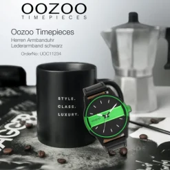 Oozoo Herren Armbanduhr Timepieces Analog Leder schwarz UOC11234