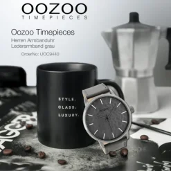 Oozoo Herren Armbanduhr Timepieces C9440 Quarzwerk Leder grau UOC9440