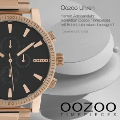 Oozoo Herren Armbanduhr Timepieces C10708 Analog Edelstahl roségold UOC10708