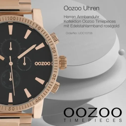 Oozoo Herren Armbanduhr Timepieces C10708 Analog Edelstahl roségold UOC10708