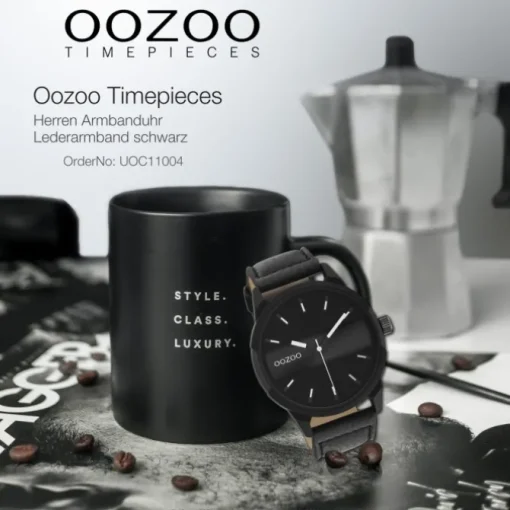 Oozoo Herren Armbanduhr Timepieces C11004 Analog Leder schwarz UOC11004