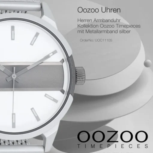 Oozoo Herren Armbanduhr Timepieces Analog Metall Mesh silber UOC11105