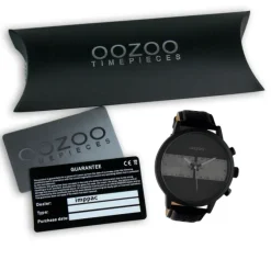 Oozoo Herren Armbanduhr Timepieces Lederband schwarz grau UOC10519