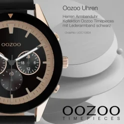 Oozoo Herren Armbanduhr Timepieces C10804 Analog Leder schwarz UOC10804