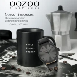 Oozoo Herren Armbanduhr Timepieces C10024 Quarz Leder schwarz UOC10024