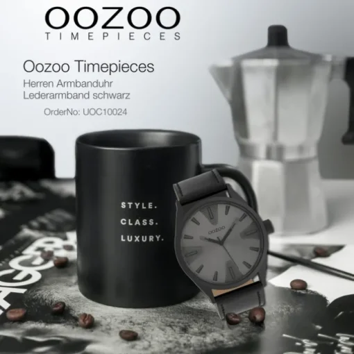 Oozoo Herren Armbanduhr Timepieces C10024 Quarz Leder schwarz UOC10024
