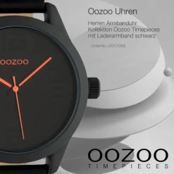 Oozoo Herren Armbanduhr Timepieces C1069 Analog Leder schwarz UOC1069