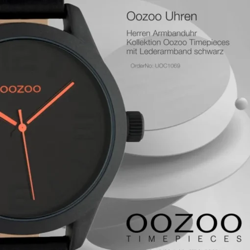 Oozoo Herren Armbanduhr Timepieces C1069 Analog Leder schwarz UOC1069