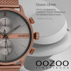 Oozoo Herren Armbanduhr Timepieces Analog Metall Mesh braun UOC11103