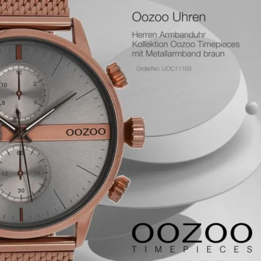 Oozoo Herren Armbanduhr Timepieces Analog Metall Mesh braun UOC11103
