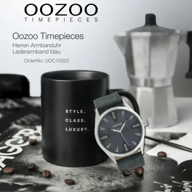 Oozoo Herren Armbanduhr Timepieces Analog Leder blau UOC10023