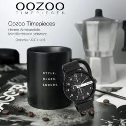 Oozoo Herren Armbanduhr Timepieces Analog Metall schwarz UOC11304