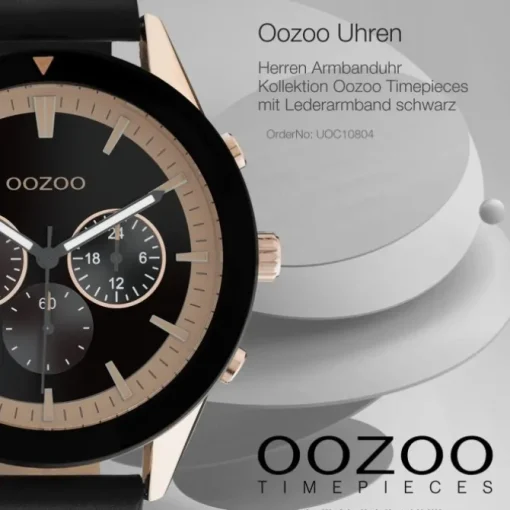 Oozoo Herren Armbanduhr Timepieces C10804 Analog Leder schwarz UOC10804