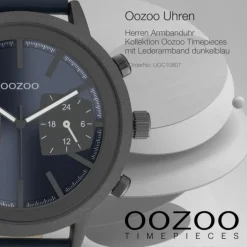 Oozoo Herren Armbanduhr Timepieces C10807 Analog Leder dunkelblau UOC10807