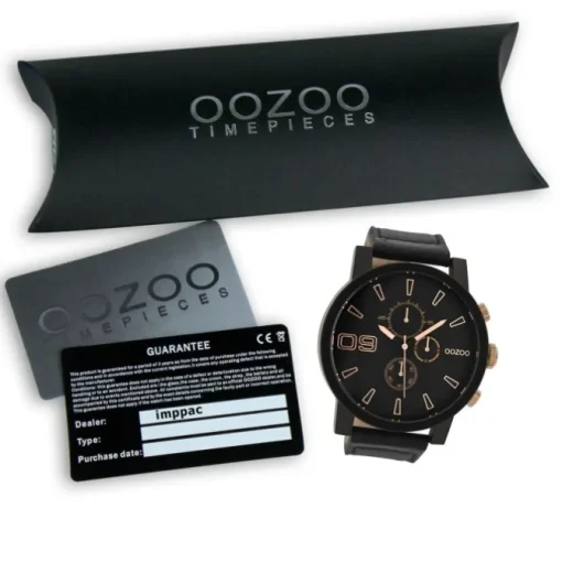 Oozoo Herren Armbanduhr Timepieces C9034A Analog Leder schwarz UOC9034A