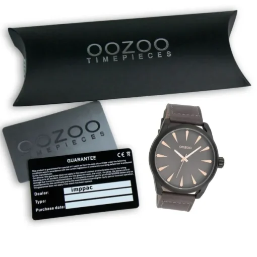 Oozoo Herren Armbanduhr Timepieces Analog Leder dunkelbraun UOC8228A