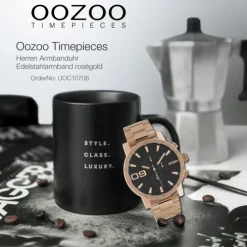 Oozoo Herren Armbanduhr Timepieces C10708 Analog Edelstahl roségold UOC10708