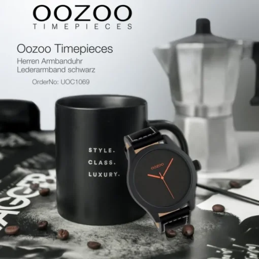 Oozoo Herren Armbanduhr Timepieces C1069 Analog Leder schwarz UOC1069