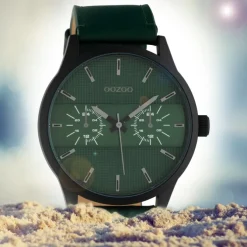 Oozoo Herren Armbanduhr Timepieces C10537 Analog Leder grün UOC10537