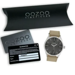 Oozoo Herren Armbanduhr Timepieces Analog Leder dunkelgrau UOC10021