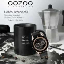 Oozoo Herren Armbanduhr Timepieces C10804 Analog Leder schwarz UOC10804