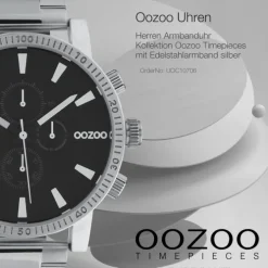 Oozoo Herren Armbanduhr Timepieces C10706 Analog Edelstahl silber UOC10706
