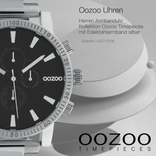 Oozoo Herren Armbanduhr Timepieces C10706 Analog Edelstahl silber UOC10706