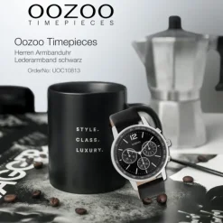 Oozoo Herren Armbanduhr Timepieces C10813 Analog Leder schwarz UOC10813