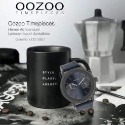 Oozoo Herren Armbanduhr Timepieces C10807 Analog Leder dunkelblau UOC10807