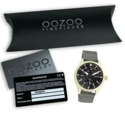 Oozoo Herren Armbanduhr Timepieces C11008 Analog Leder grau UOC11008