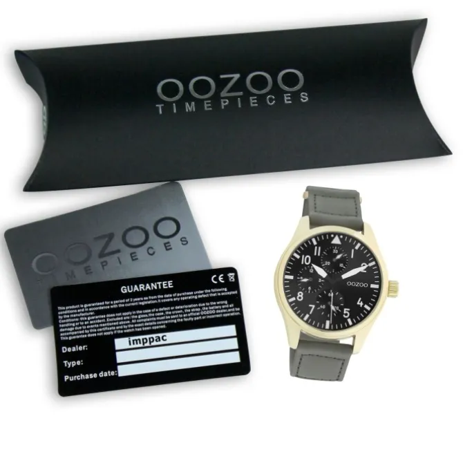 Oozoo Herren Armbanduhr Timepieces C11008 Analog Leder grau UOC11008