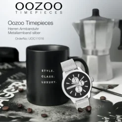 Oozoo Herren Armbanduhr Timepieces C11016 Analog Metall Mesh silber UOC11016
